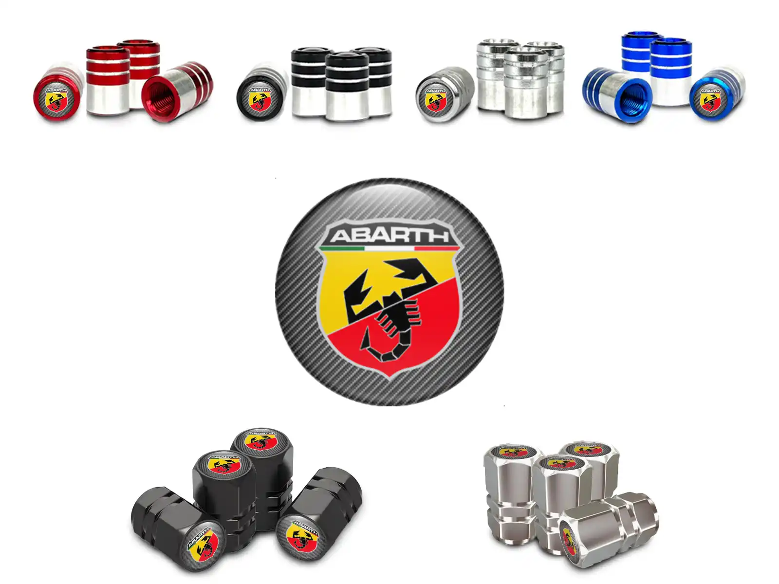 Fiat Abarth Cappelli valvola Auto Stile Metallizzato